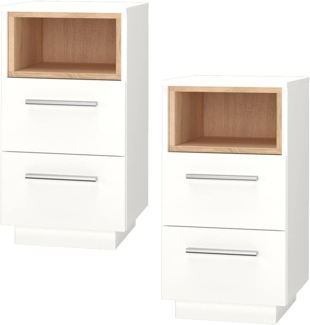 Vicco Nachtschrank Nachttisch Nachtkommode 2er Set Beatrice Weiß 2 Schubladen