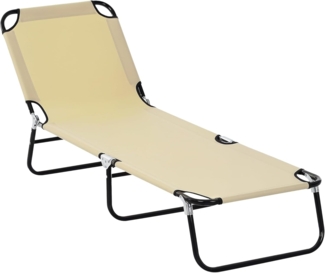 Outsunny Gartenliege Sonnenliege, Balkonliege zusammenklappbar, Campingliege, 1 St, Liegestuhl, Rückenlehne 5-stufig verstellbar