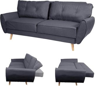 3er-Sofa HWC-J19, Couch Klappsofa Lounge-Sofa, Schlaffunktion 203cm ~ Stoff/Textil anthrazit