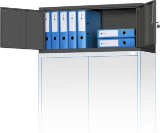 Jan Nowak Aktenschrankaufsatz C01L Aufsatz für Aktenschrank Büroschrank Metall Pulverbeschichtung Flügeltüren 38 x 90 x 40 cm (Anthrazit)