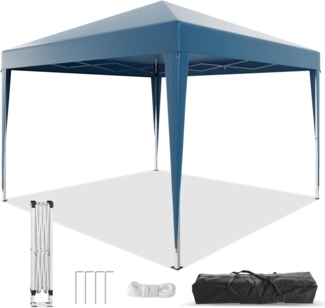 JUMMICO Gartenpavillon faltbar 3x3– Wasserdicht & Winterfest mit 3-facher Höhenverstellung – Inkl. Tragetasche für Garten, Camping, Partyzelt & Strand (Leicht & Portable), Blau