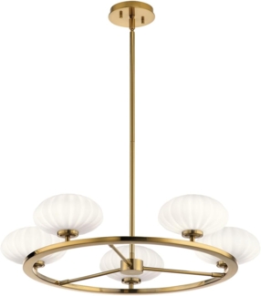 Elstead Lighting QN-PIM5-FXG QUINTIESSE Kronleuchter Pim G9 3W LED IP44 3000K Stahl, Gold; Opalglas Satin satiniert H:13. 9cm Ø71. 1cm dimmbar höhenverstellbar