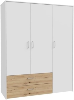 Kleiderschrank CULGOA 3 Türen in Weiß mit Artisan Eiche