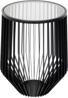Kare Design Beistelltisch Corinne, Schwarz, 40cm Durchmesser, Sicherheitsglas, Pflegeleicht, Designer Gestell, Runder Couchtisch, Wohnzimmertisch, Edelstahl, Glas Tischplatte, 50 x 40 x 40 cm (H/B/T)