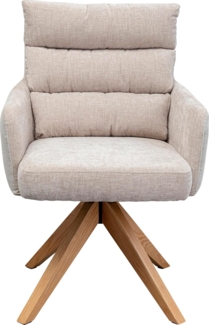Kare Design Drehstuhl Bosse, Grau, rustikal, 49 cm Sitzhöhe, Esszimmerstuhl, Polsterstuhl, mit Armlehnen, 360 Grad drehbar, Wohnzimmer, 89 x 59 x 69 cm (H/B/T)