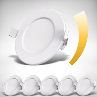 B.K.Licht LED Einbaustrahler Set LED Einbauleuchten flach dimmbar 230V Bad IP44 6W 450lm Weiß, Dimmfunktion, LED fest integriert, 3000K - Warmweiß, 6x Einbauspots außen Decke 115x30mm Wohnzimmer Schlafzimmer - Bkl1276