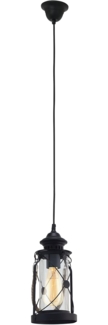 Eglo 49213 Hängeleuchte BRADFORD Stahl schwarz, Glas klar E27 1X60W Ø14cm H:110cm dimmbar