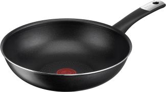 Tefal C38819 Hard Titanium Essential Wokpfanne 28 cm | Antihaftversiegelung mit Titanpartikeln | Thermo-Signal Temperaturanzeiger | spülmaschinengeeignet | Made in France | Schwarz