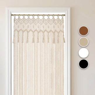 Cozyor Vorhang Makramee 132x200 cm mit Vorhangstange 70-120 cm, Boho Gardine (1 St), Ösen, Baumwolle, Raumteiler beige Driftwood, Boho Wandteppich, Türvorhang handgemacht
