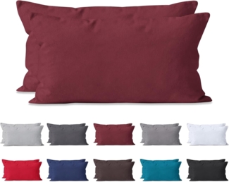 Hometex Premium Textiles Kissenbezug 2-er Set Kissenhülle Baumwolle Renforcé, Doppelpack Kissenbezüge ca. 115 g/m², Dekorative Dekokissen Sofakissen Lendenkissen Wurfkissenbezug mit Reißverschluss