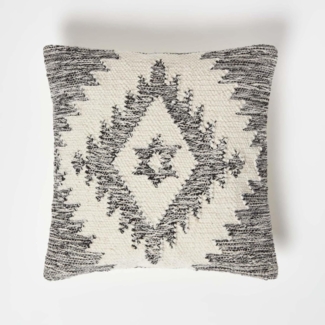 Homescapes Dekokissen Kelim-Kissen Karu grau-creme – Kissen 45 x 45 cm mit Füllung