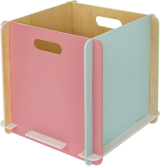 HMF Aufbewahrungsbox Praktische Spielzeugkiste aus Holz zum Zusammenstecken (1 St), Holzbox passend für Kallax, 32 x 32 x 32 cm, Mehrfarbig