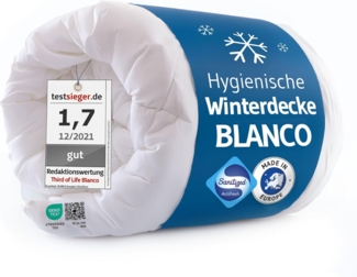 Bettdecke 240x220 cm BLANCO | Flauschige Schlaf-Decke mit Feuchtigkeitsmanagement & hoher Atmungsaktivität | Optimale Hygiene für Allergiker | Perfekte 4-Jahreszeiten Decke | Ganzjahresdecke 240x220