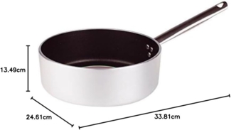 Pentole Agnelli Linie Aluminium 5 mm Platinum Gratinplatte mit 1 Griff Tief 24 cm Silber-schwarz