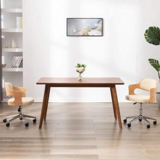 vidaXL Drehbare Esszimmerstühle 2 Stk. Creme Bugholz und Kunstleder [3054932]