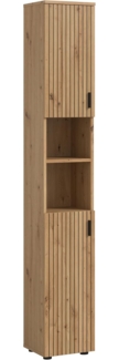 furnling Badkommode Hochschrank Molu (1 St), 2 offene Fächer, 2 Türen, Paneeloptik, Höhe 192 cm, Artisan Oak
