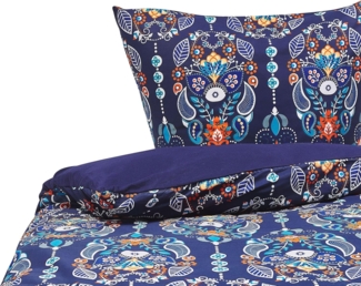 Bettwäsche-Set Orientalisches Muster MADRONA 155x220 cm Baumwoll-Satin Dunkelblau