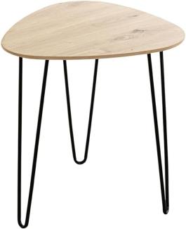 Beistelltisch >24469< in schwarz-eiche, MDF, Metall - 40x43x40cm (BxHxT)