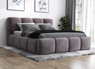 Polsterbett DONA 160x200 mit Matratze, Bettkasten und Lattenrost. Farbe: Grau 16