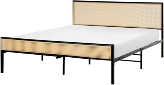 Bett mit Lattenrost Polyrattan AVANTON 160x200 cm Schwarz