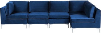 Ecksofa EVJA Samtstoff Marineblau Linksseitig