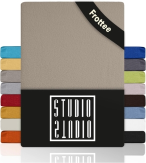 STUDIO Spannbettlaken Frottee, viele Größen, Baumwolle, weich & kuschelig, OEKO-TEX 100, Baumwolle, Frottee, Gummizug: rundum, (1 Stück), 160x200 cm Bettlaken Spannbetttuch bis 25 cm Höhe - Taupe