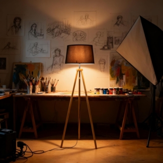 CCLIFE Modern Stehlampe LED Holz Standleuchte Stehleuchte Stoffschirm Schwenkbar E27 für Schlafzimmer Esszimmer Hotel Flur Halle, Farbe:Schwarz-Lampeschirm