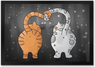 speecheese Fußmatte Katzen Fußmatte in Grau Katze Katzer Freundschaft Liebe Zuhause