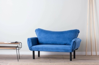 Dmora 2er Schlafsofa Aquilonis 140x65 cm blau mit Stauraum