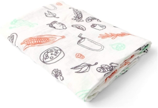 Chilsuessy Pucktuch Baby Musselin Decke Kuscheldecke extra weich 120x120 cm ideal als Babydecke Einschlagdecke Kinderwagendecke Erstlingsdecke Kinderdecke, Lebensmittel
