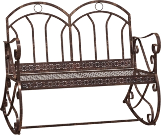 Outsunny Gartenbank Schaukelstuhl Parkbank Sitzbank Bank 2-Sitzer Metall (Modell3/ Bronze-Rot)