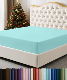 Utopia Bedding Spannbettlaken für Doppelbetten – Bettlaken – Tiefe Tasche – weiche Mikrofaser – schrumpf- und lichtbeständig – pflegeleicht – nur 1 Spannbetttuch (Spa-Blau)