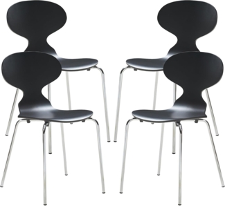 Esszimmerstuhl Kil 4er Set Schwarz/Chromfarben [en. casa]