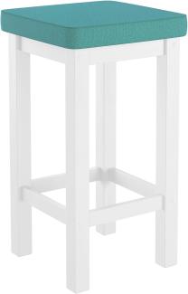 Barhocker Kiefer waschweiß/türkis 60 cm hoch