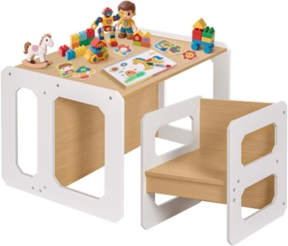 Yorbay Kindertisch Kindersitzgruppe 2 in 1 mit Sitzbank, Sitzgruppe für Kinder (2-tlg), Multifunktionstisch