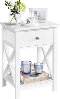 Yaheetech Nachttisch, Beistelltisch mit Schublade und Ablage, Wohnzimmer, Schlafzimmer, einfacher Aufbau, platzsparend, Nordisch-Design, Weiß