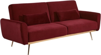 Vente-unique - Schlafsofa Klappsofa 3-Sitzer - Samt - Bordeauxrot - LAUNEI