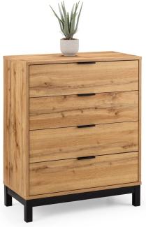 Julian Bowen Bali Kommode mit 4 Schubladen, Eingewickelt MDF, Oak, 4 Drawer