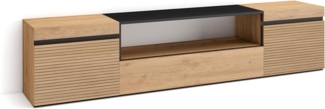 Skraut Home | TV-Schrank, Lowboard | für Wohnzimmer und Esszimmer | 200 x 45 x 35 cm | Für TV-Geräte bis zu 80" | Fernsehtisch | Moderner Stil | Eiche