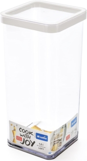 Rotho Loft quadratische Vorratsdose 1.5l mit Deckel und Dichtung, lebensmittelechter Kunststoff, Weiss / Transparent