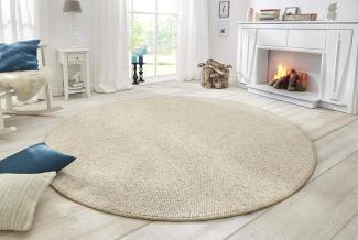 Woll-Optik Teppich Wolly - creme - 133 cm Durchmesser