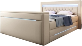 Boxspringbett Merkur mit TV Lift und RGB 180x200 Beige H2 (bis 70kg)