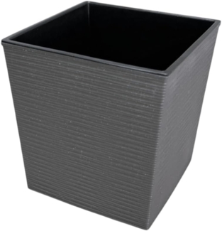 Engelland Pflanzkübel Blumentopf aus recyceltem Kunststoff & Holz (WPC), Rillenoptik (UV-beständig, wetterfest, quadratisch), Blumenkübel für Garten, Balkon, Terrasse, Innen- und Außenbereich