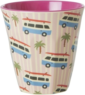 Rice Two Tone Pink Cars Print Melamin Becher Medium