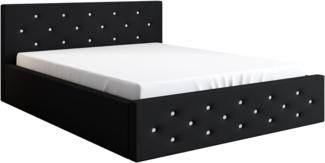 Polsterbett VALI 90x200 mit Matratze, Bettkasten und Lattenrost. Farbe: Schwarz 16