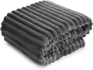 Wohndecke SOFT Design91 Streifen Steppung Gestreifte Decke Gesteppte Sofadecke 200x220 cm stahl