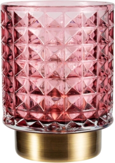 Pauleen 48132 Cute Glamour mobile Tischleuchte Glas Tischlampe Timerfunktion 6H Batterie Glaslampe ohne Kabel Rosa Glas/Metall