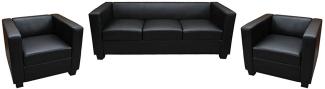 3-1-1 Sofagarnitur Couchgarnitur Loungesofa Lille ~ Kunstleder, schwarz