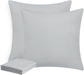 Aisbo Kissenbezug 80x80 2er Set - Kopfkissenbezug 80x80 Hellgrau mit Reißverschluss aus Mikrofaser, ÖKO-TEX Pillow Cover 80x80 cm, Weich und Bügelfrei