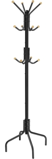 Songmics Garderobenständer, mit 12 Haken, 4 Beine, Metall, Schwarz, 180 x 55 x 55 cm